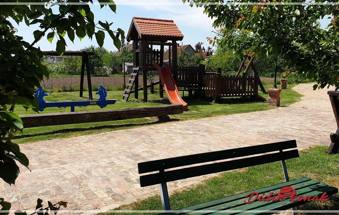 Children's playground in the well-tended garden